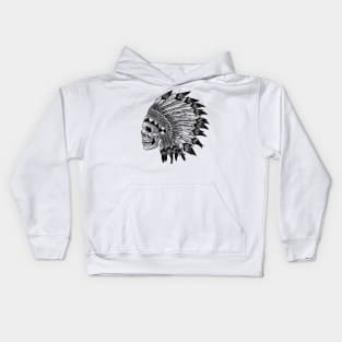 Tribal Skull, Skull And Feather Kids Hoodie